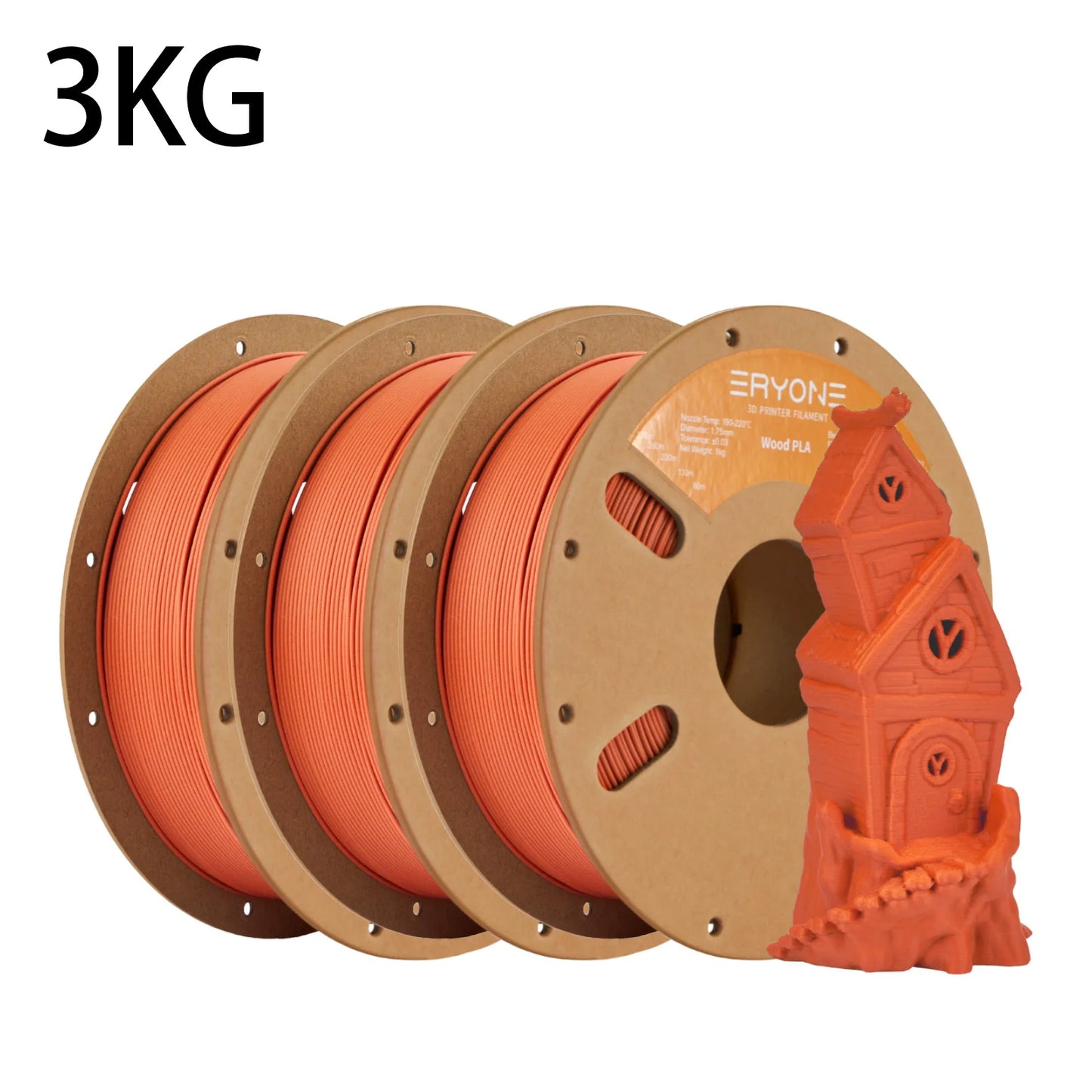 ERYONE 1kg/3KG/10KG Wood PLA Filament 3D Printer PLA Filament 1.75mm +/- 0.03mm, PLA Filament 1KG Cardboard Spool(2.2LBS)