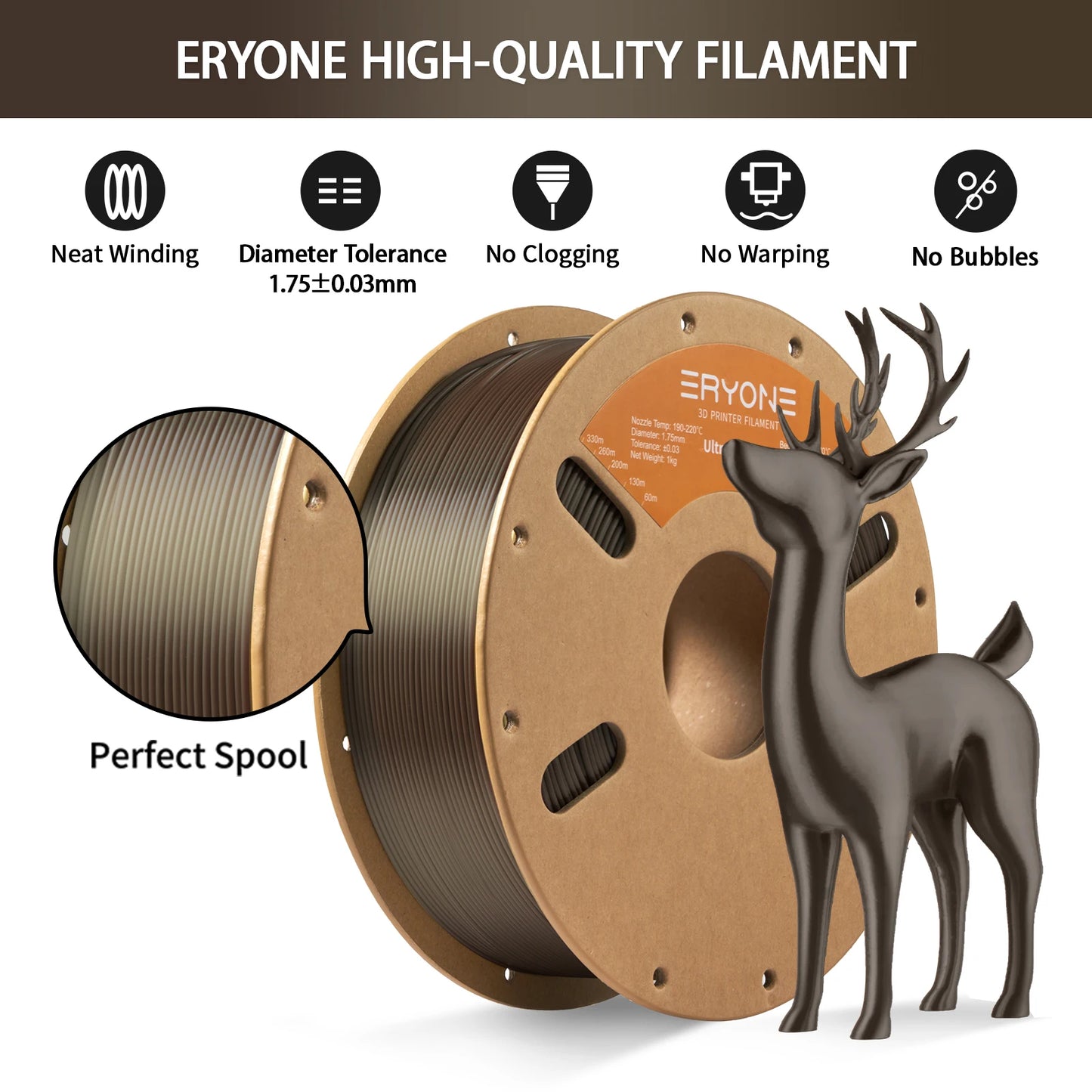 Eryone Promotion New Arrival Ultra SILK PLA Filament 3D Printing 1/3/5/10KG 1.75mm For 3D Printer High Quality Fast delivery
