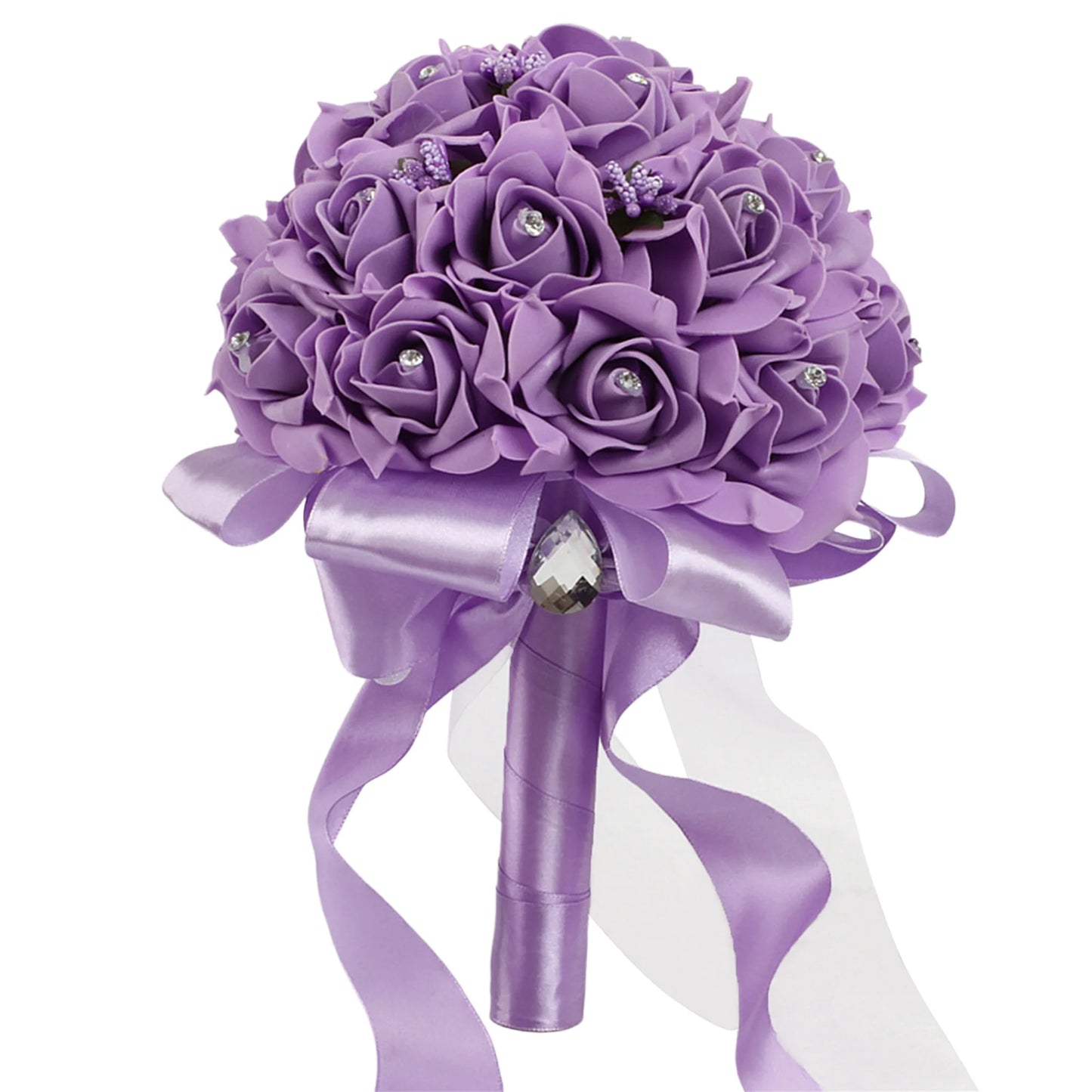 Elegant Crystal Pearl Bridal Bouquet with Satin Ribbons and Rhinestone Accents for Wedding Ceremony Decorations and Photo Booth