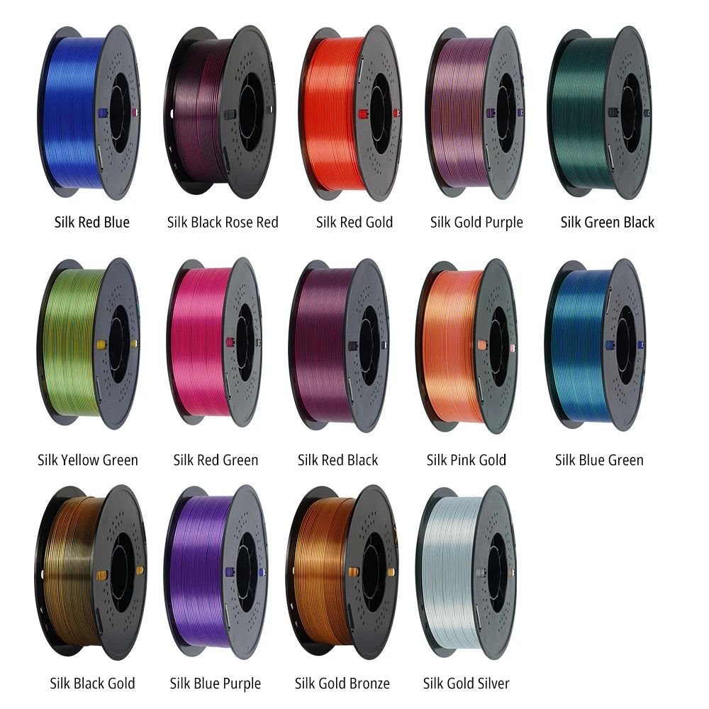 KINGROON 5KG 3KG 1KG PLA Silk 2colors Filament 1.75mm filamentos para impresora 3D High Gloss Finish Vibrant & Shiny Tangle-Free