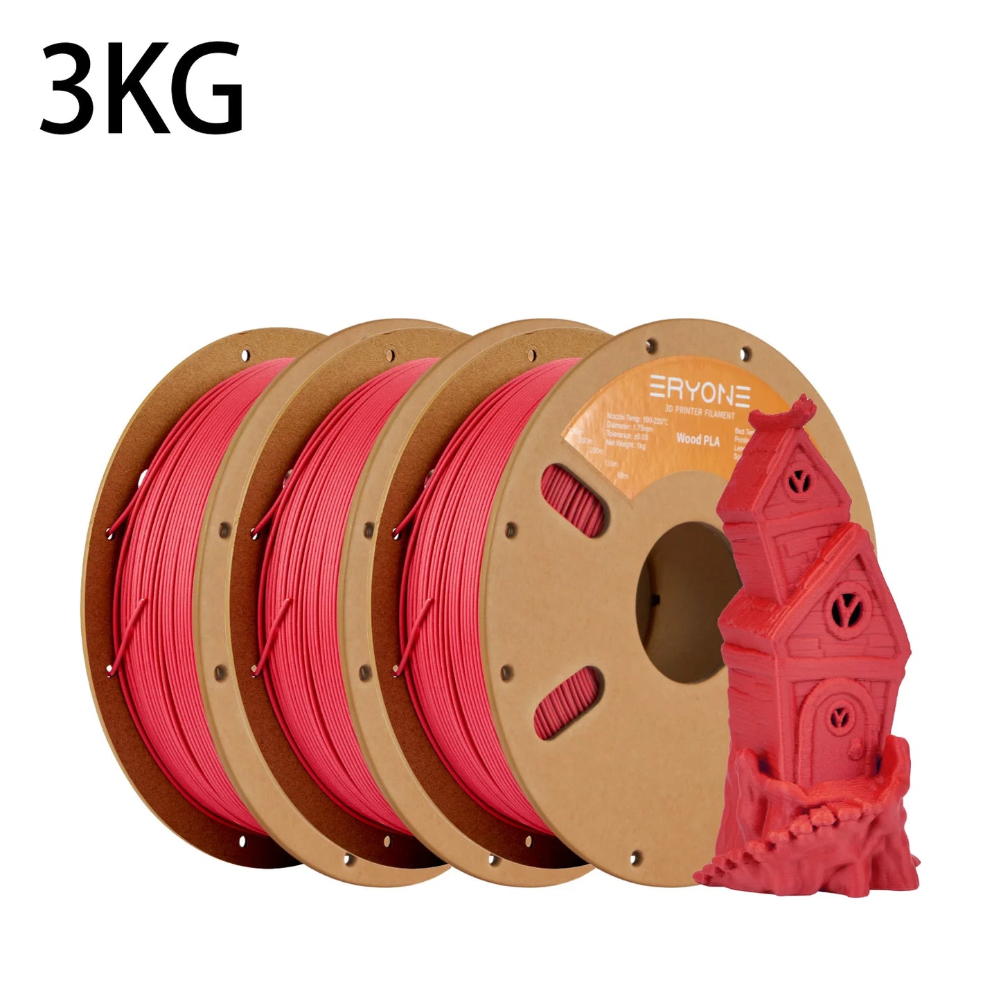 ERYONE 1kg/3KG/10KG Wood PLA Filament 3D Printer PLA Filament 1.75mm +/- 0.03mm, PLA Filament 1KG Cardboard Spool(2.2LBS)