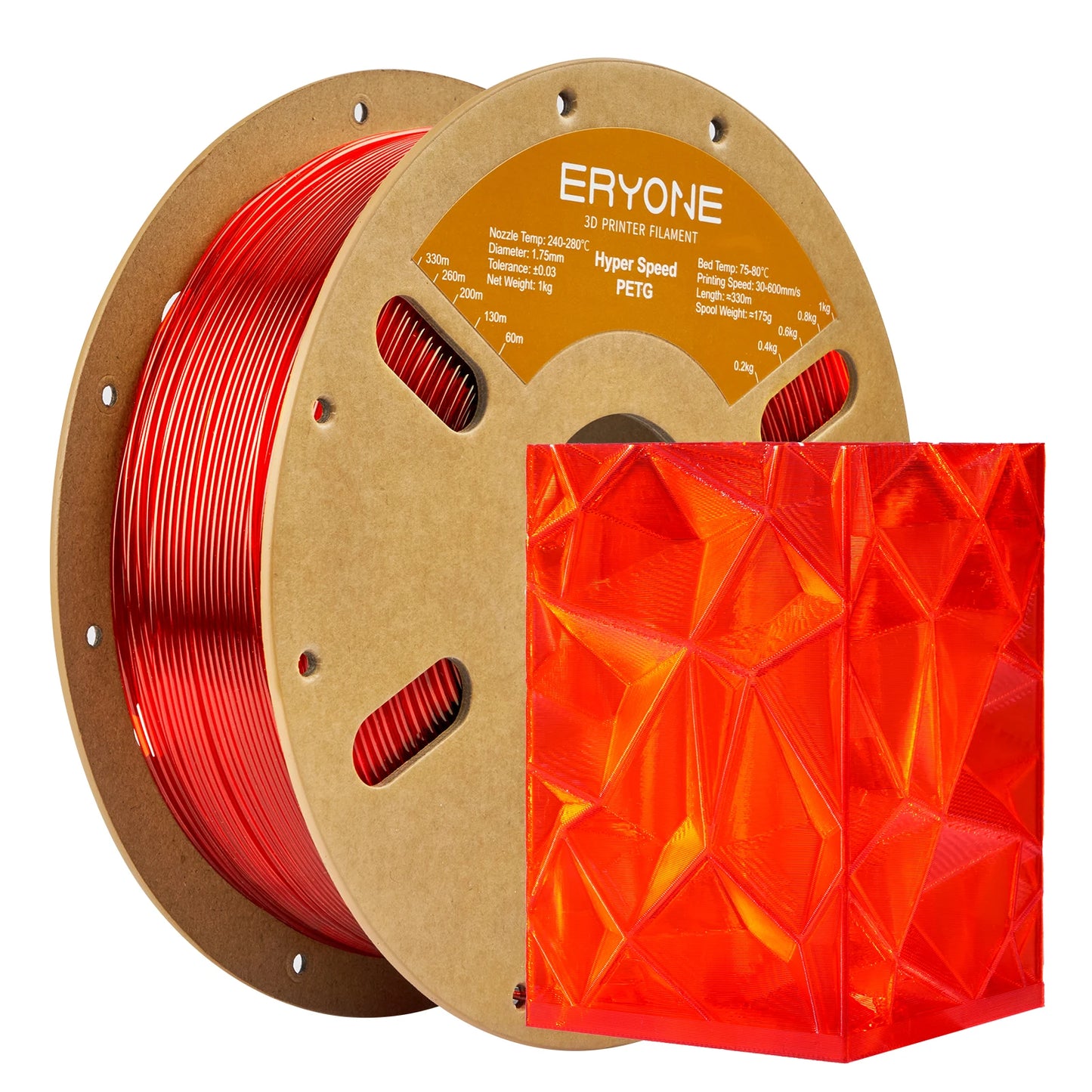ERYONE 3KG High Speed PETG Filament 1.75mm +/- 0.03mm, 3D Printing Filament PETG Fit Most FDM Printer, 1kg (2.2LBS) / Spool