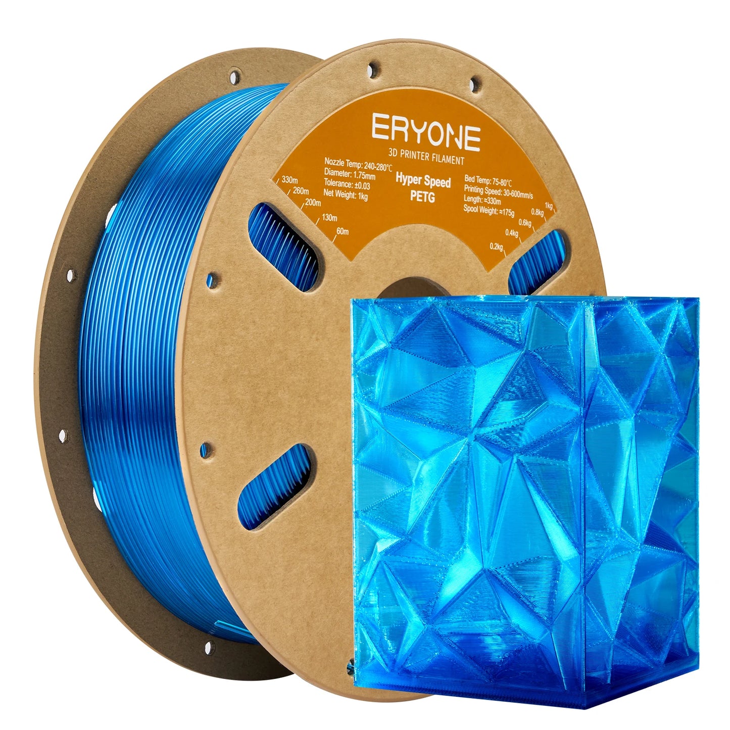 ERYONE 3KG High Speed PETG Filament 1.75mm +/- 0.03mm, 3D Printing Filament PETG Fit Most FDM Printer, 1kg (2.2LBS) / Spool