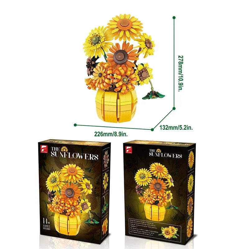 1009PCS Sunflower Building Blocks Flower Bouquet Vase Model Bricks Set 1009pcs-sunflower-building-blocks-flower-bouquet-vase-model-bricks-set