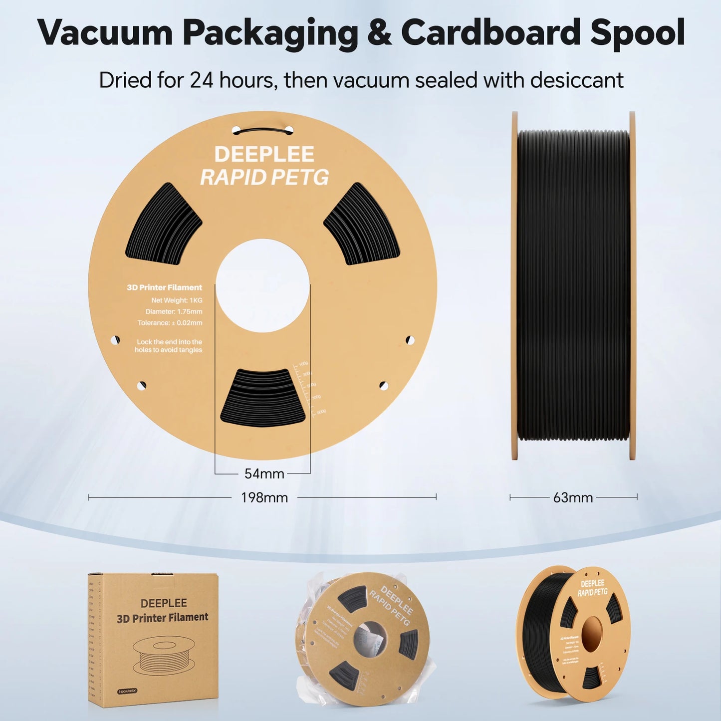 DEEPLEE Rapid PETG Filament 1.75mm 1KG 3d printing materials PETG Black Filament 1kg Fits for Most FDM 3D Printers DEEPLEE
