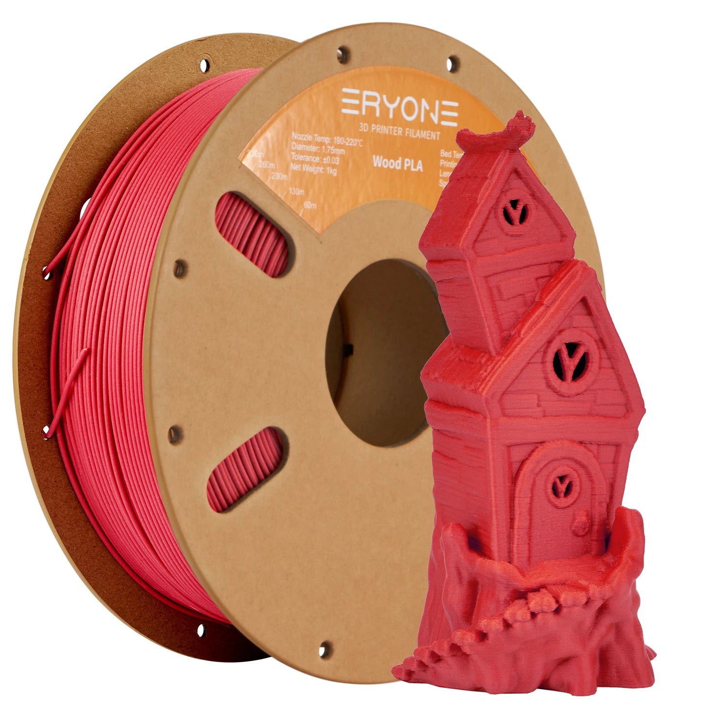 ERYONE 1kg/3KG/10KG Wood PLA Filament 3D Printer PLA Filament 1.75mm +/- 0.03mm, PLA Filament 1KG Cardboard Spool(2.2LBS)