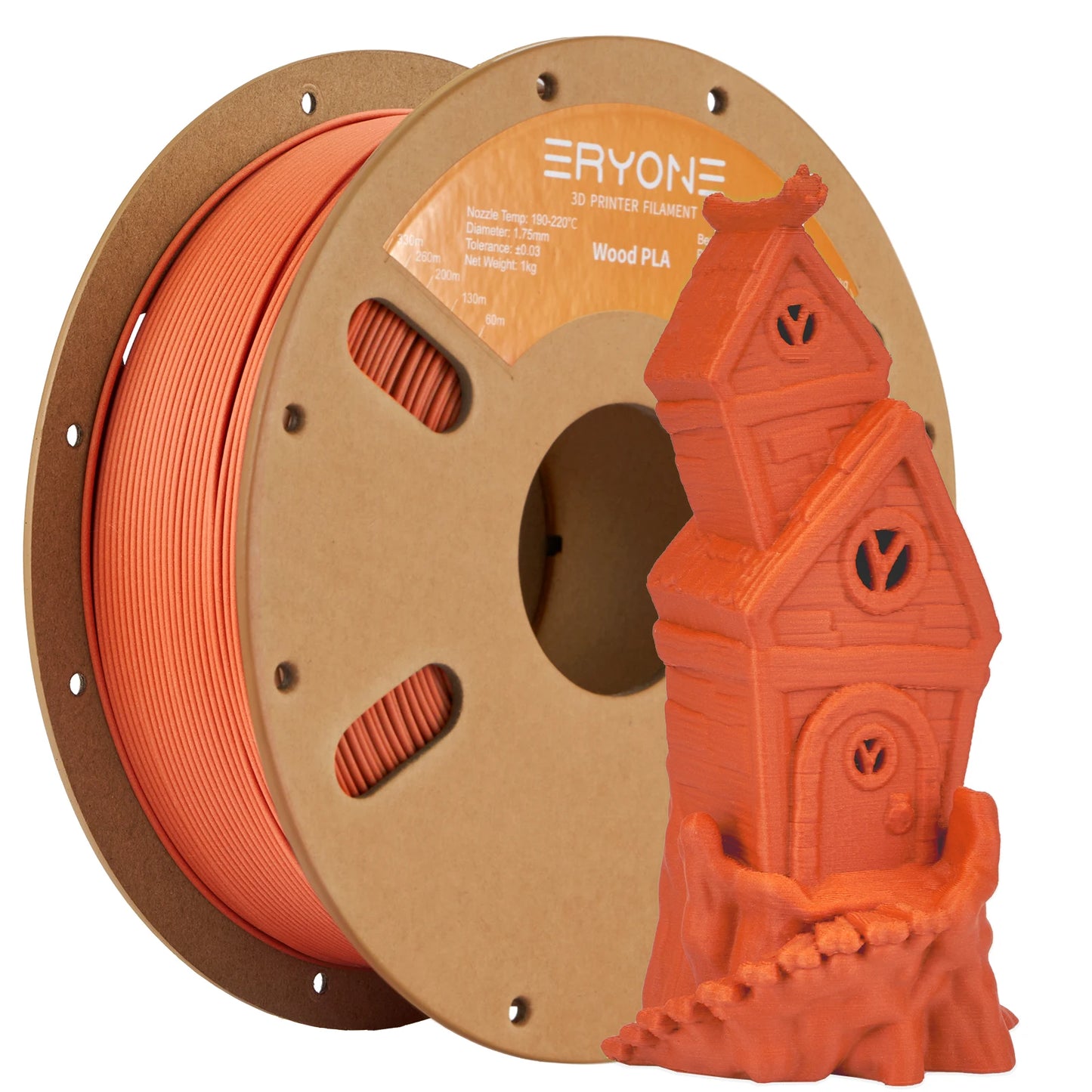 ERYONE 1kg/3KG/10KG Wood PLA Filament 3D Printer PLA Filament 1.75mm +/- 0.03mm, PLA Filament 1KG Cardboard Spool(2.2LBS)