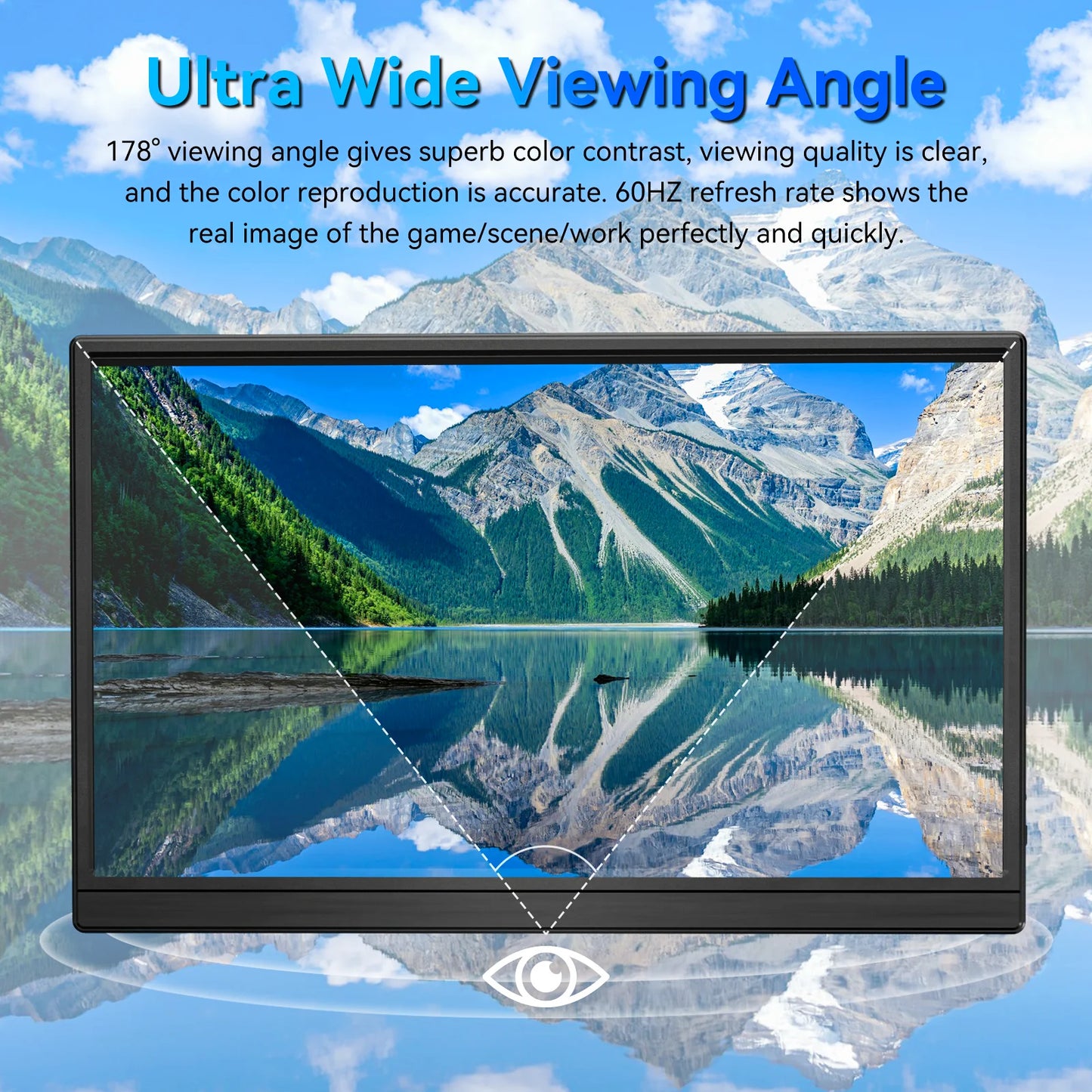 15.6 inch 60HZ Gaming Portable Monitor for Laptop ,16:9 1080P IPS Display LCD FHD External Second Computer Screen for Phone