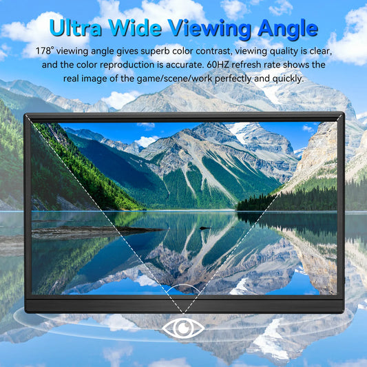 15.6 inch 60HZ Gaming Portable Monitor for Laptop ,16:9 1080P IPS Display LCD FHD External Second Computer Screen for Phone