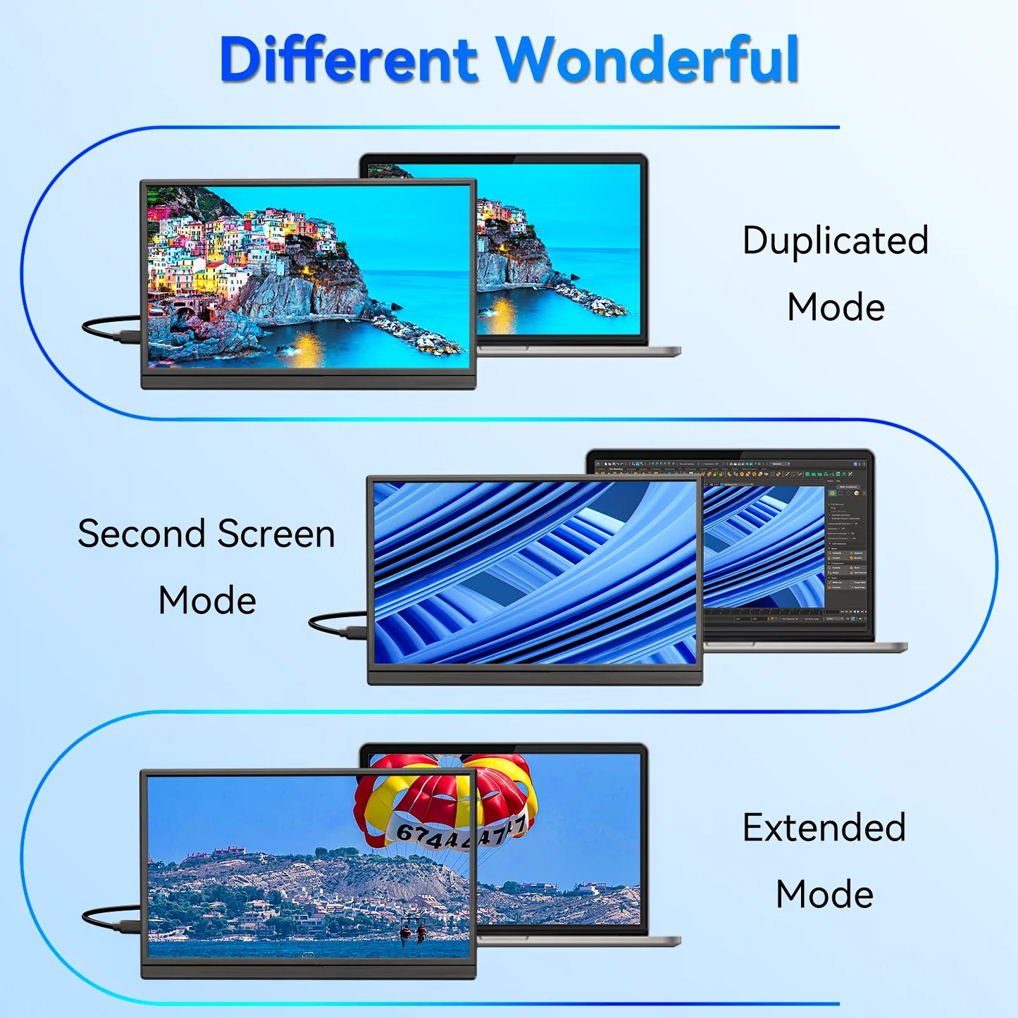 15.6 inch 60HZ Gaming Portable Monitor for Laptop ,16:9 1080P IPS Display LCD FHD External Second Computer Screen for Phone