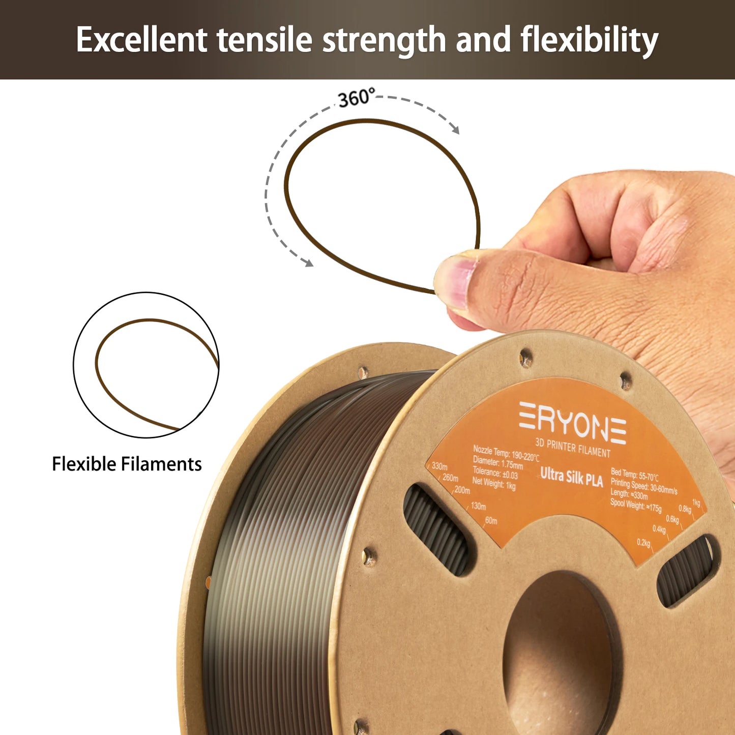 Eryone Promotion New Arrival Ultra SILK PLA Filament 3D Printing 1/3/5/10KG 1.75mm For 3D Printer High Quality Fast delivery