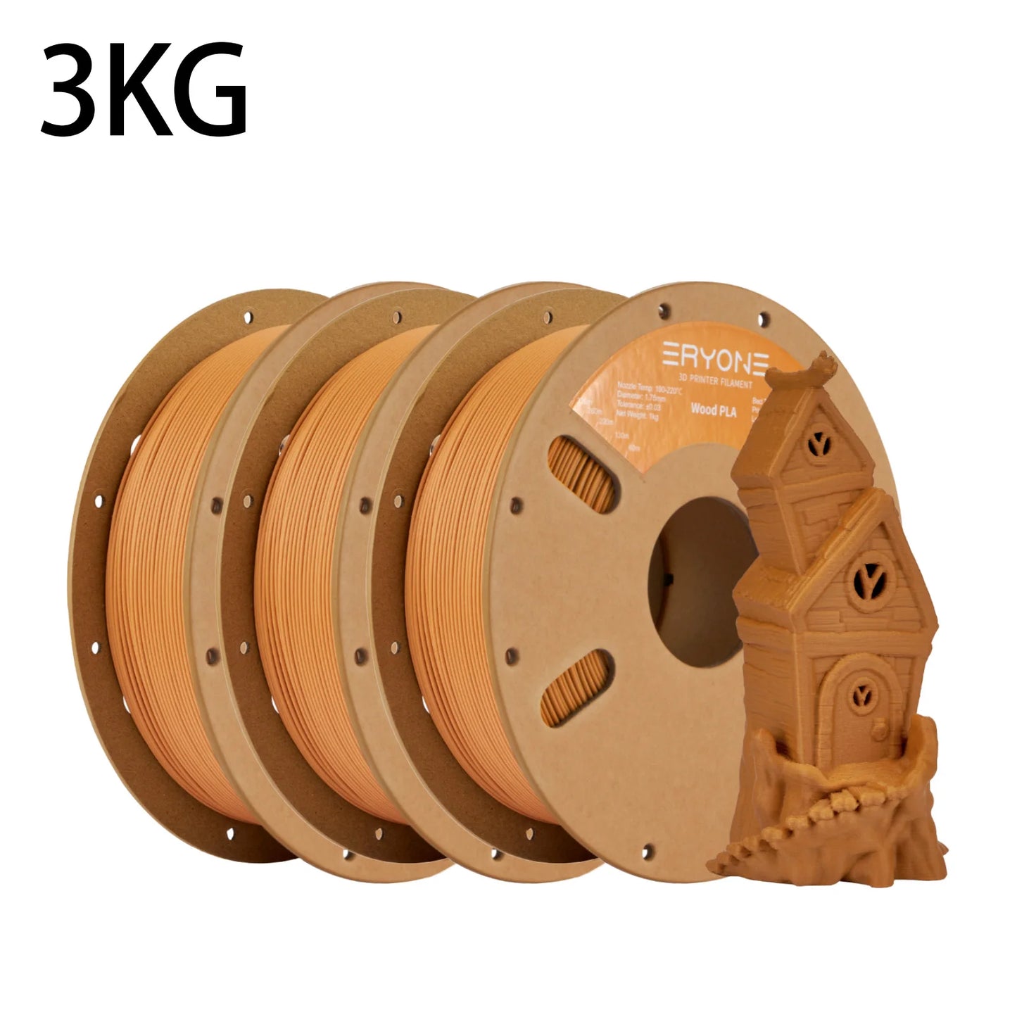 ERYONE 1kg/3KG/10KG Wood PLA Filament 3D Printer PLA Filament 1.75mm +/- 0.03mm, PLA Filament 1KG Cardboard Spool(2.2LBS)