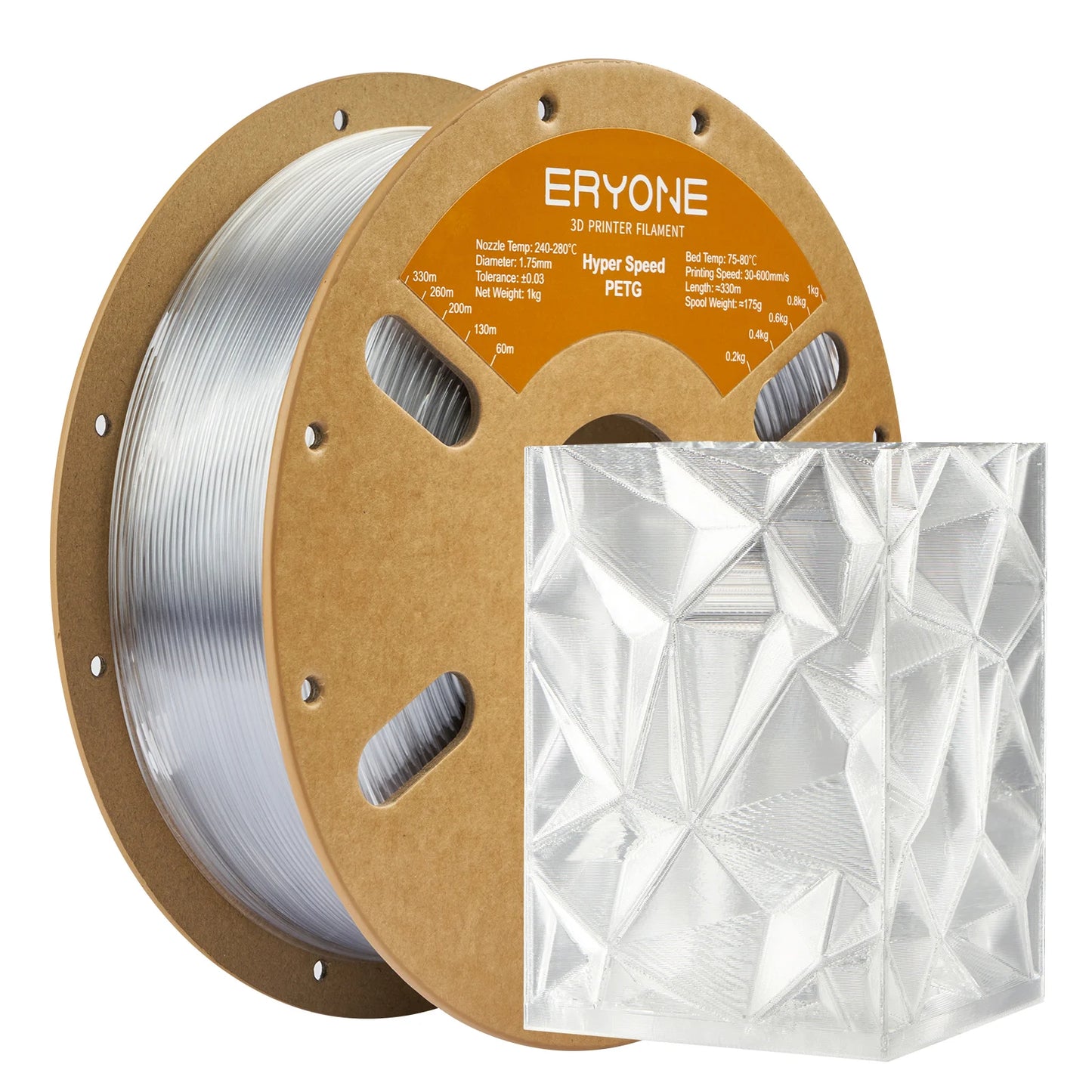 ERYONE 3KG High Speed PETG Filament 1.75mm +/- 0.03mm, 3D Printing Filament PETG Fit Most FDM Printer, 1kg (2.2LBS) / Spool