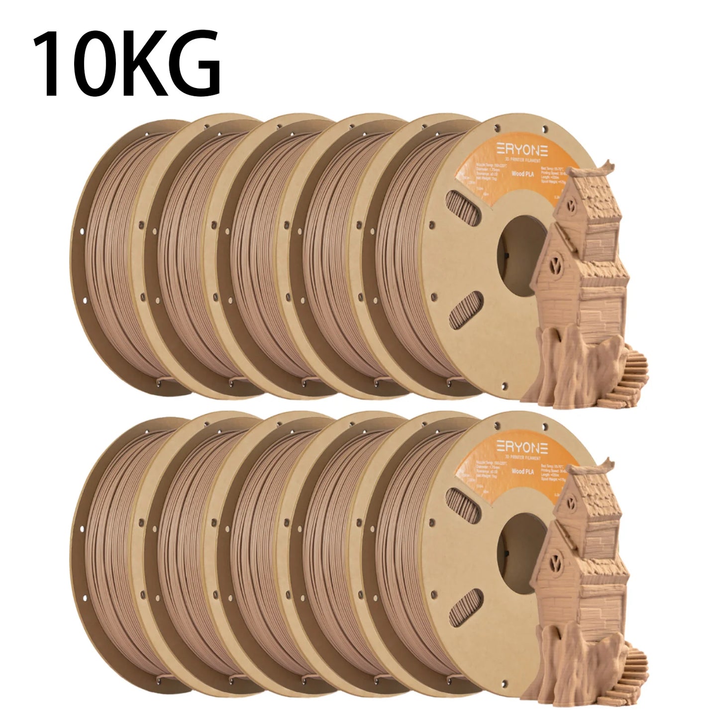 ERYONE 1kg/3KG/10KG Wood PLA Filament 3D Printer PLA Filament 1.75mm +/- 0.03mm, PLA Filament 1KG Cardboard Spool(2.2LBS)