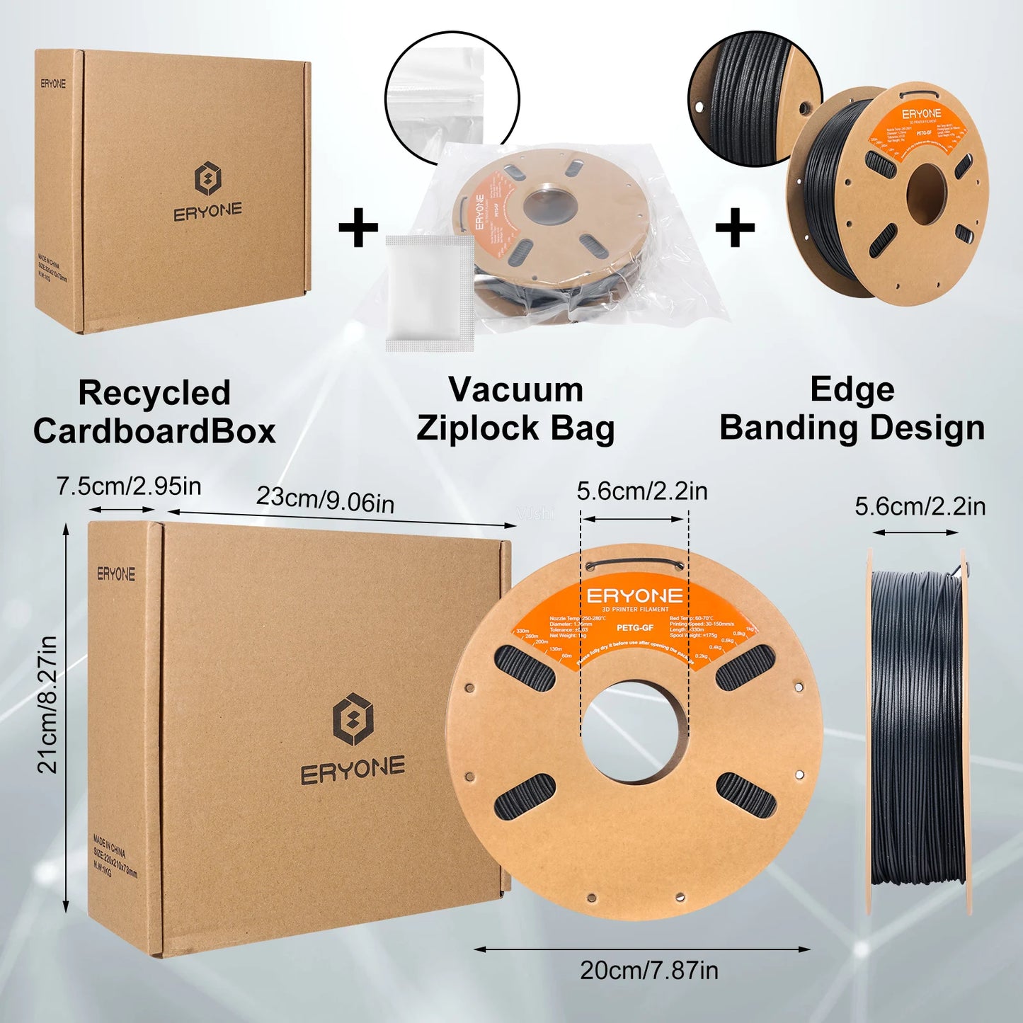 ERYONE 1/5KG  PETG Glass Fiber Filament 1.75mm +/- 0.03mm, 3D Printing Filament PETG GF, 1kg (2.2 LBS)/Spool
