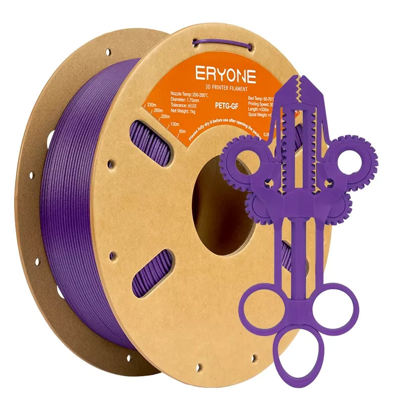 ERYONE 1/5KG  PETG Glass Fiber Filament 1.75mm +/- 0.03mm, 3D Printing Filament PETG GF, 1kg (2.2 LBS)/Spool