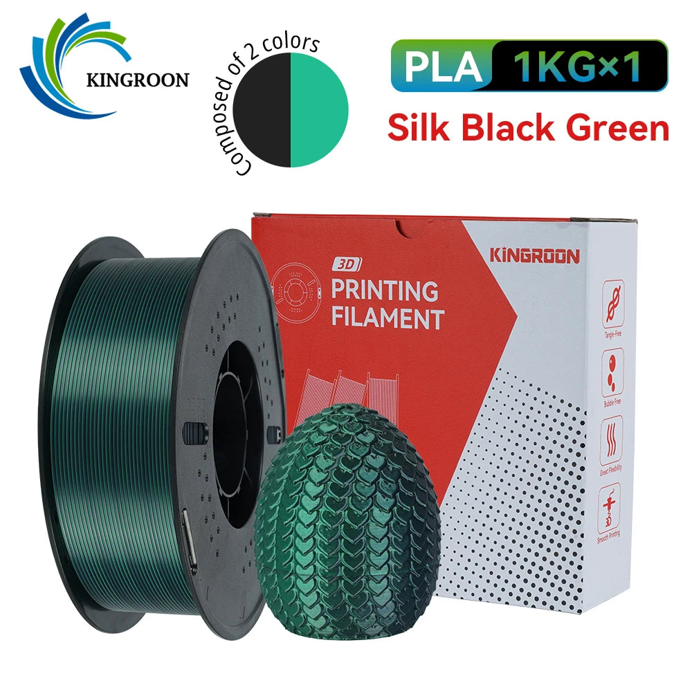KINGROON 5KG 3KG 1KG PLA Silk 2colors Filament 1.75mm filamentos para impresora 3D High Gloss Finish Vibrant & Shiny Tangle-Free